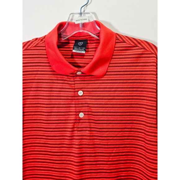 Nike Men's Red Orange/Black Dri-Fit UV Striped Polo Shirt M - Picture 4 of 7